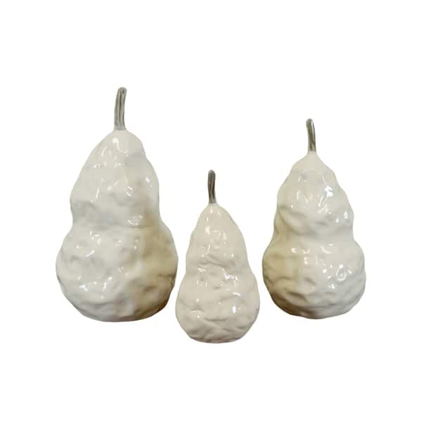 White Ceramic Pears (Set of 3) - Bed Bath & Beyond - 8486274
