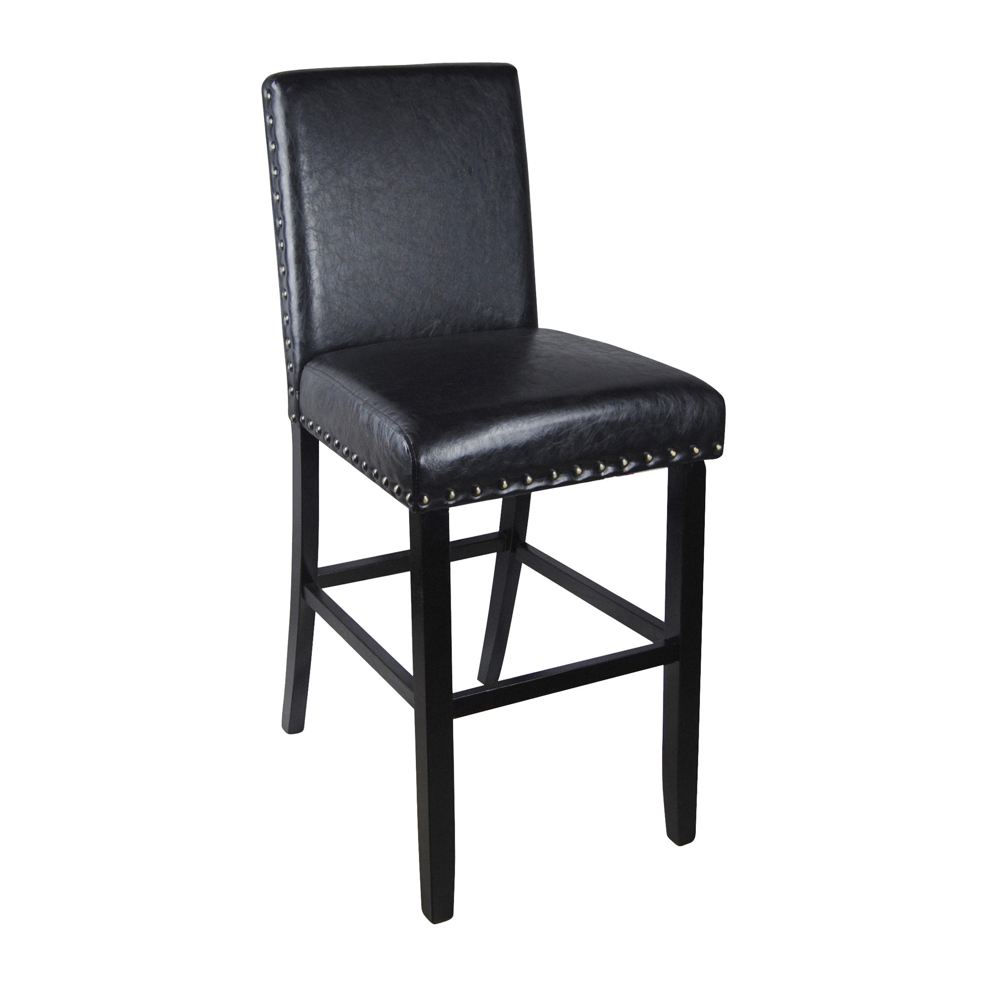 Luxury Dark Brown Faux Leather Barstool