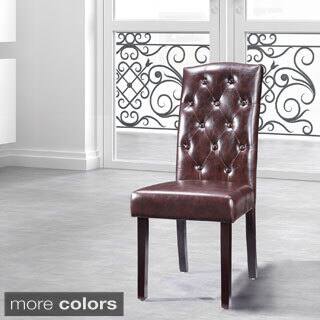 Queen Anne Leather Kitchen Dining Room Chairs For Less Faux Leather Tufted Parson Chairs Set Of 2