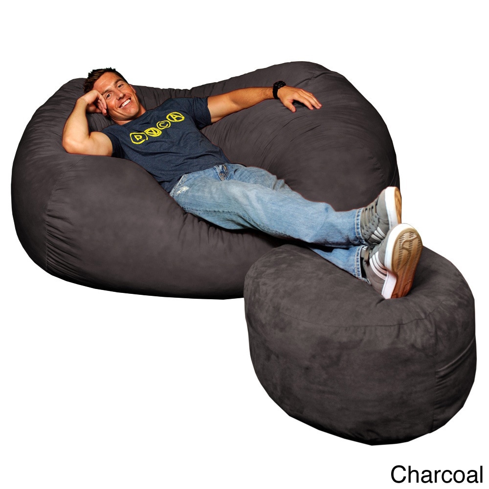 Theater Sacks Llc Theater Sack 6 foot Bean Bag Couch In Plush Microsuede Fabric Grey Size Jumbo