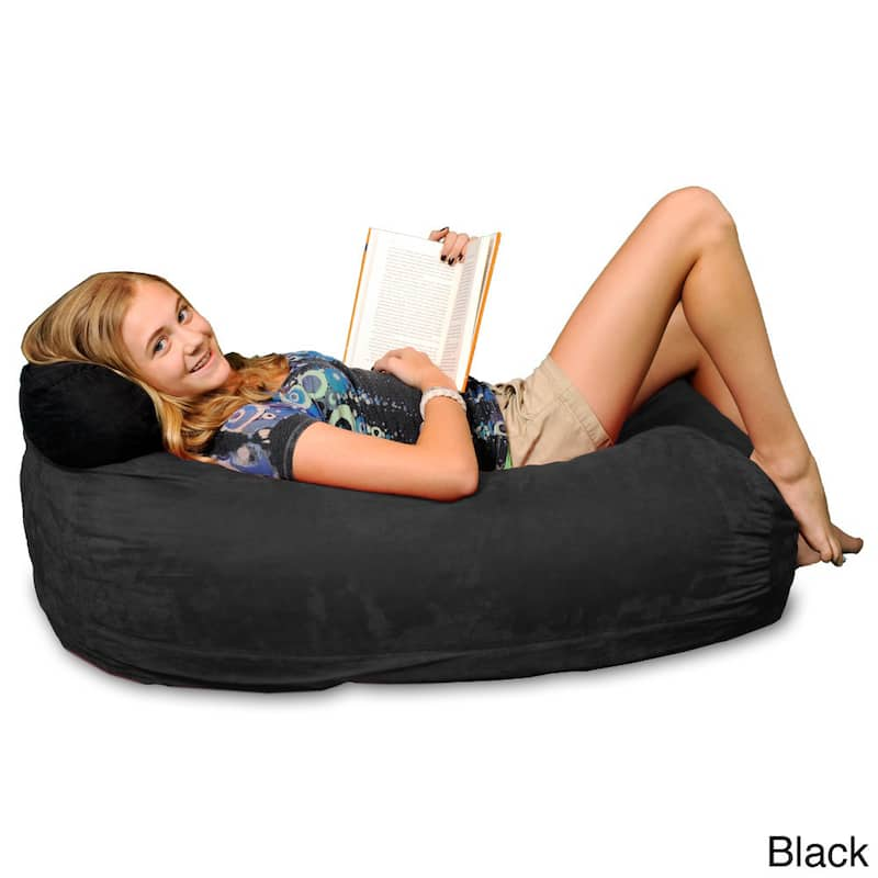 Memory Foam 4-foot Bean Bag Lounger - Black Micro Suede