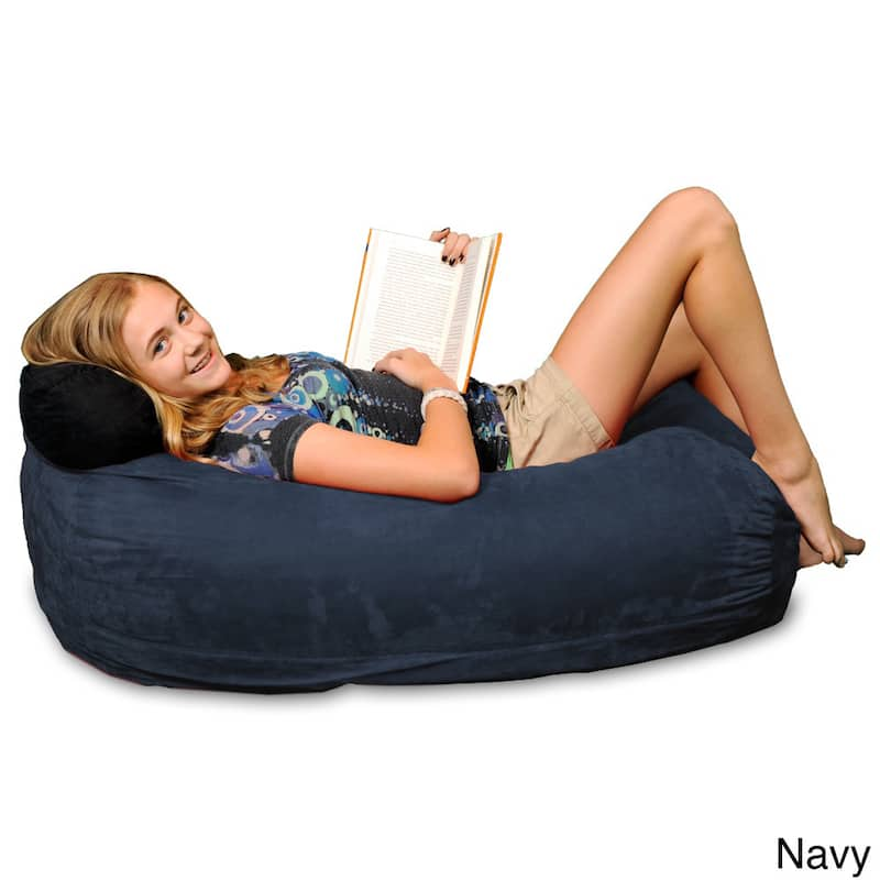 Memory Foam 4-foot Bean Bag Lounger - Navy Micro Suede