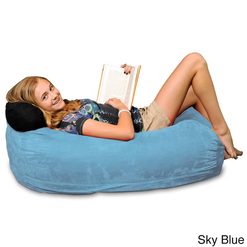 Memory Foam 4-foot Bean Bag Lounger - Sky Blue Micro Suede