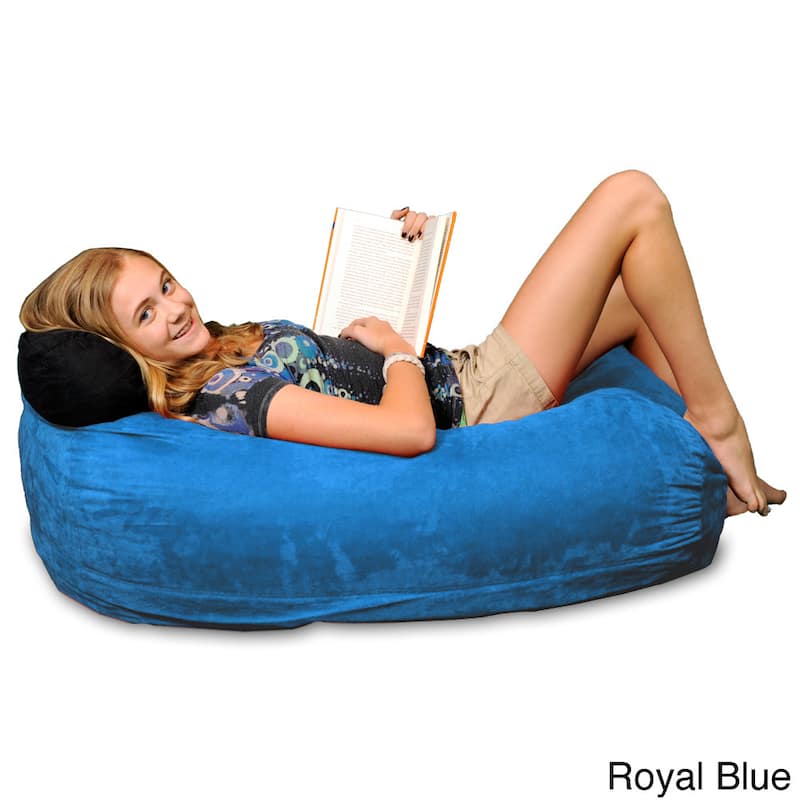 Memory Foam 4-foot Bean Bag Lounger - Royal Blue Micro Suede