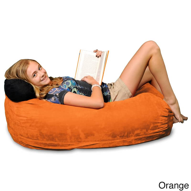 Memory Foam 4-foot Bean Bag Lounger - Orange Micro Suede