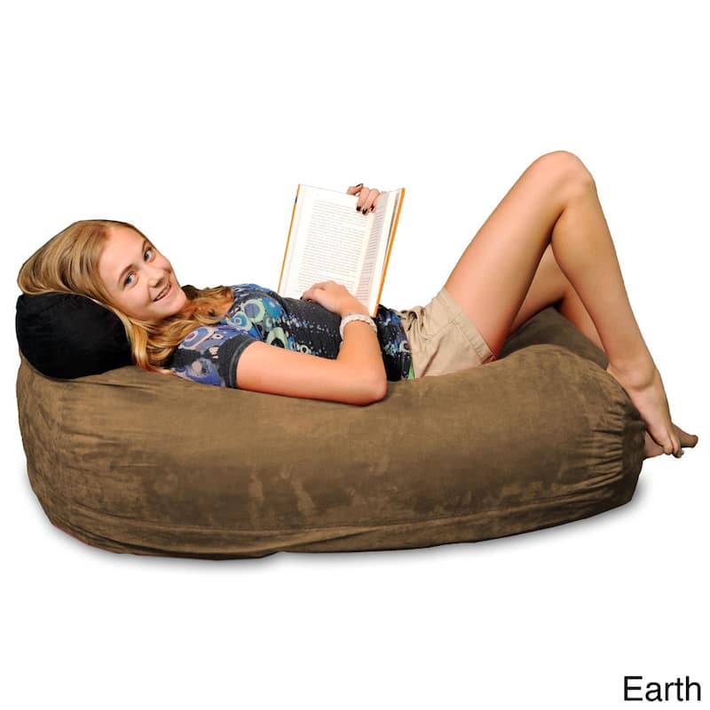 Memory Foam 4-foot Bean Bag Lounger - Earth Micro Suede