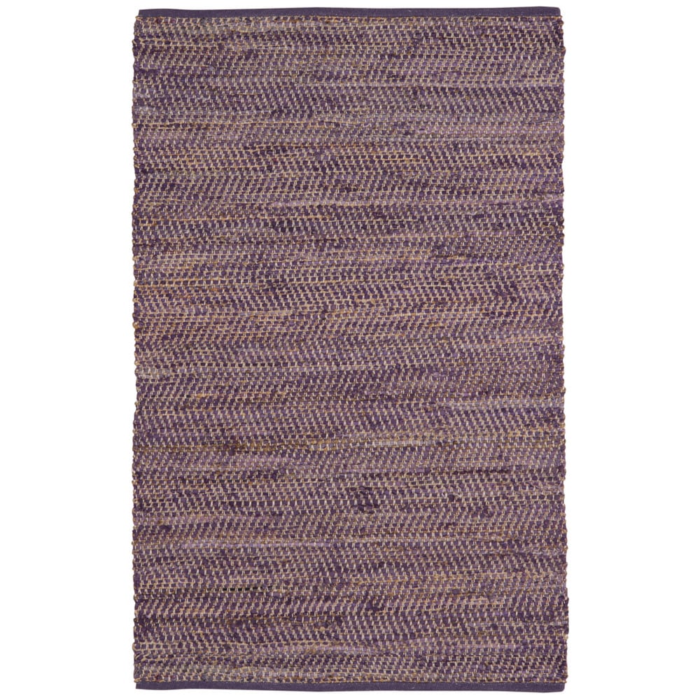 Hand Woven Purple Jeans Denim/ Hemp Rug (5 X 8)