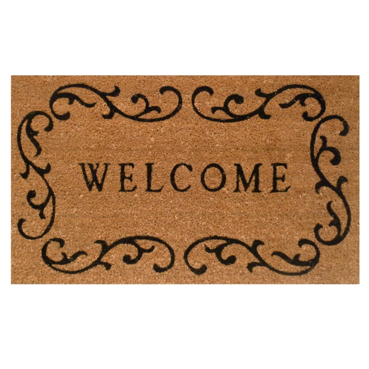 Welcome Curlicue coir With Vinyl Backing Doormat (17 X 29)