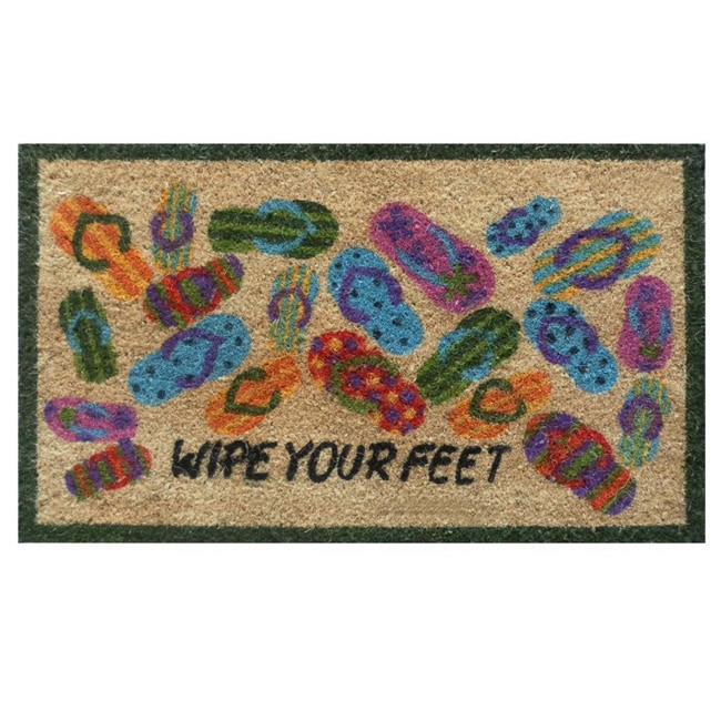 Lots Of Flip flops coir With Vinyl Backing Doormat (17 X 29)