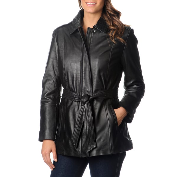 Excelled Women's Black Lambskin Leather Hipster Jacket - Overstock ...