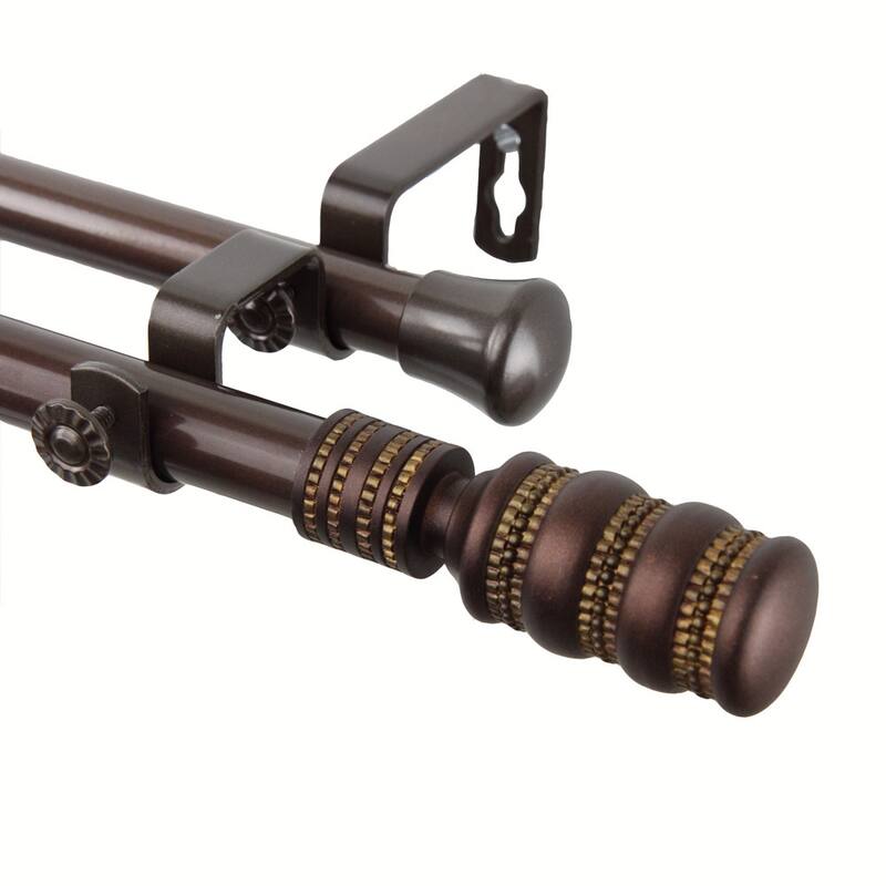 InStyleDesign Cork Adjustable Cocoa Curtain Rod Set - 28 to 48 inches
