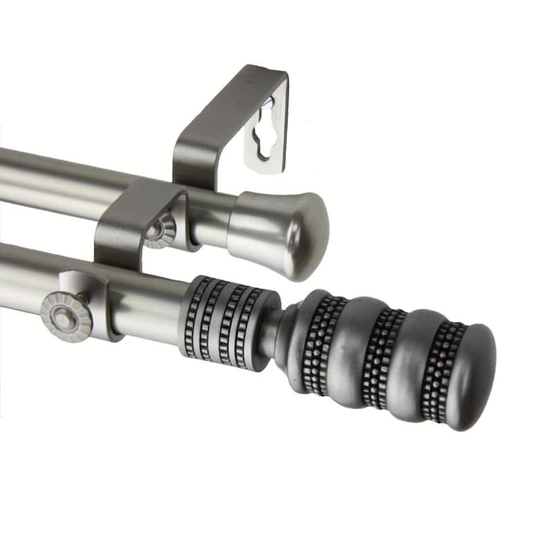 InStyleDesign Cork Adjustable Satin Nickel Curtain Rod Pair with Finial