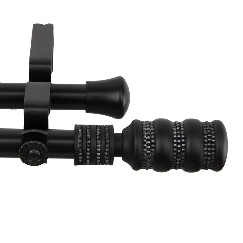 InStyleDesign Cork Adjustable Black Double Curtain Rod with Finial