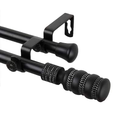 InStyleDesign Cork Adjustable Black Double Curtain Rod with Finial