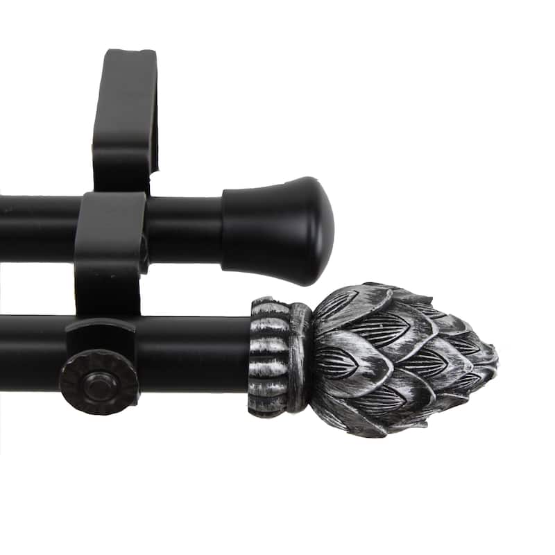 InStyleDesign Lotus Adjustable Black Patina Curtain Rod Set with Finial