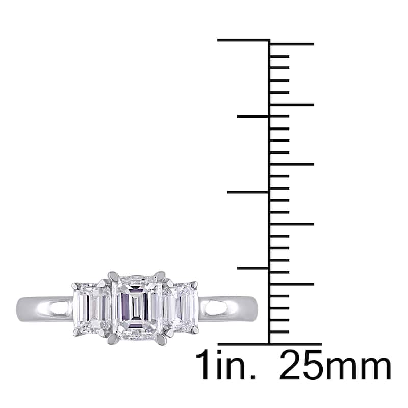 Miadora Signature Collection 14k White Gold 1ct TDW Emerald Cut Three Stone Diamond Ring