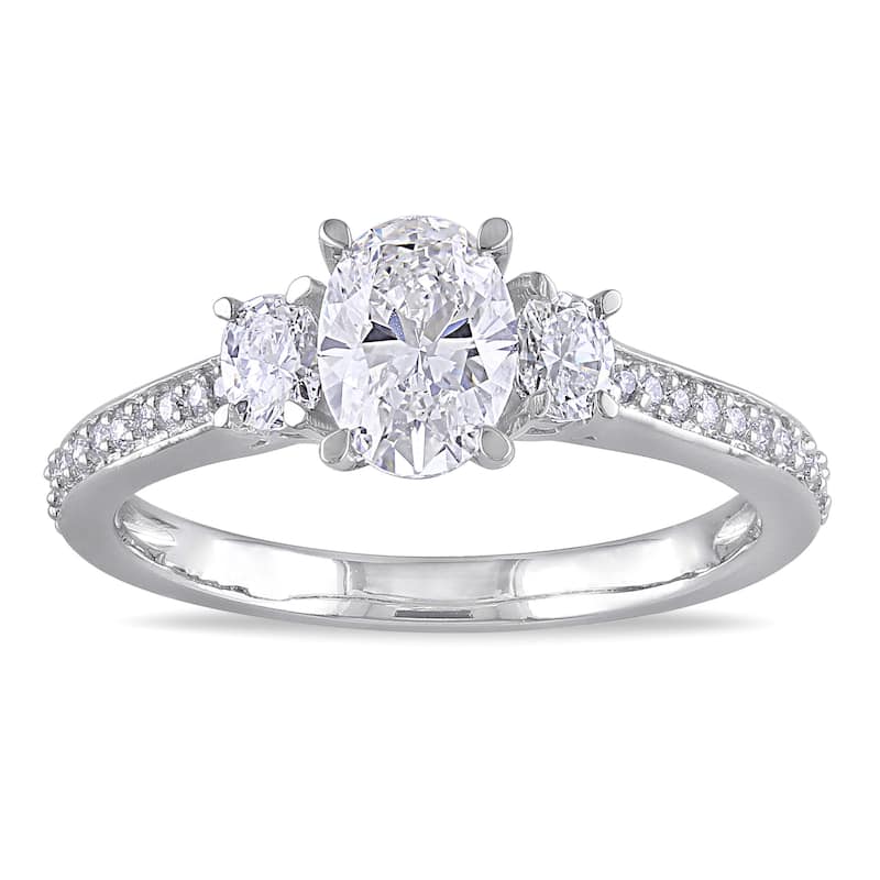Miadora Signature Collection 14k White Gold 1 1/10ct TDW Oval-cut Diamond Engagement Ring - 6.5