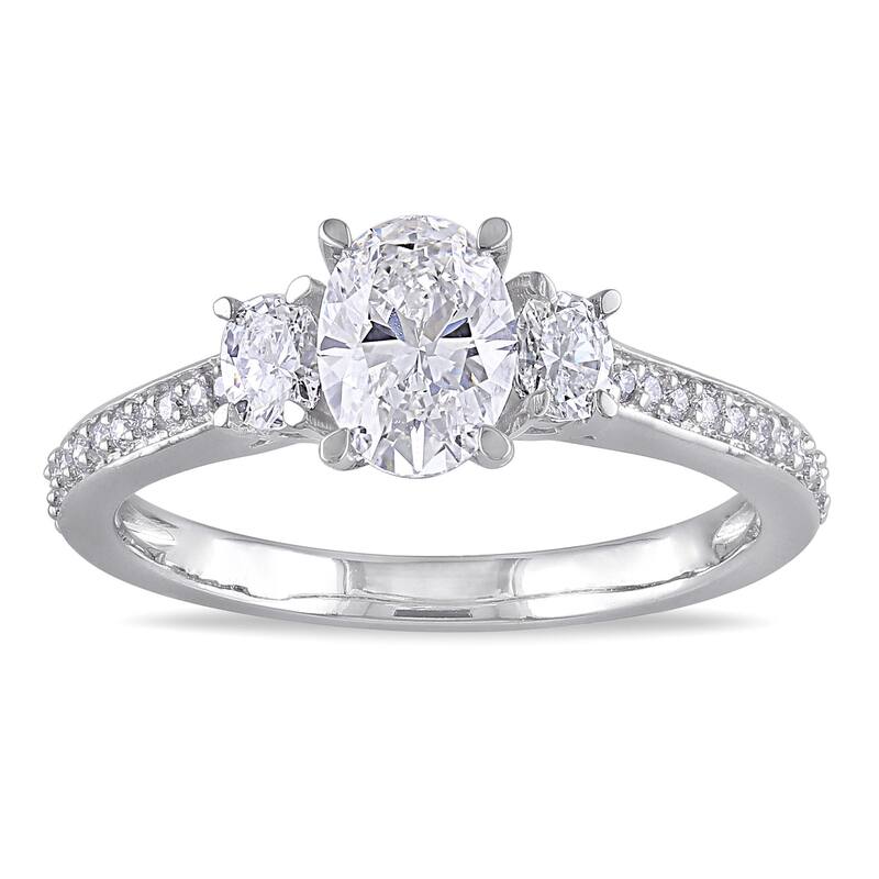 Miadora Signature Collection 14k White Gold 1 1/10ct TDW Oval-cut Diamond Engagement Ring