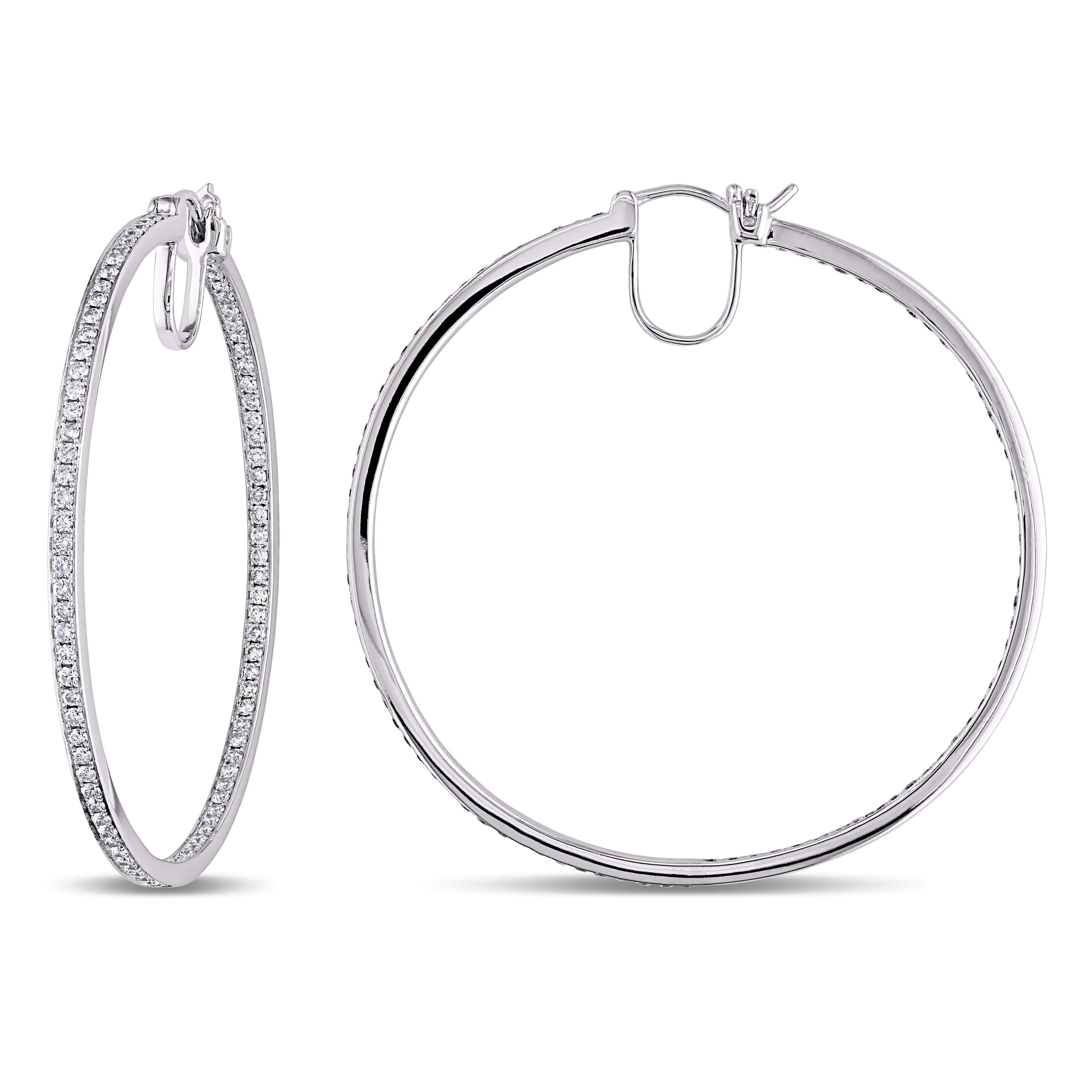 Miadora Signature Collection 14k White Gold 1 4/5ct TDW Diamond Hoop Earrings