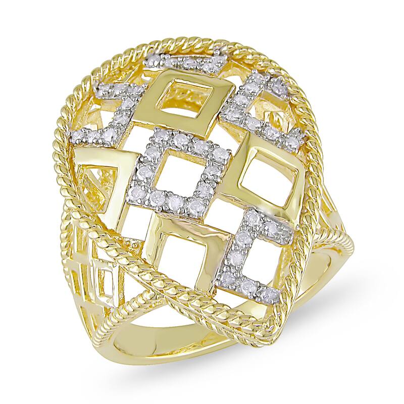 Miadora Yellow Plated Silver 1/4ct TDW Diamond Ring