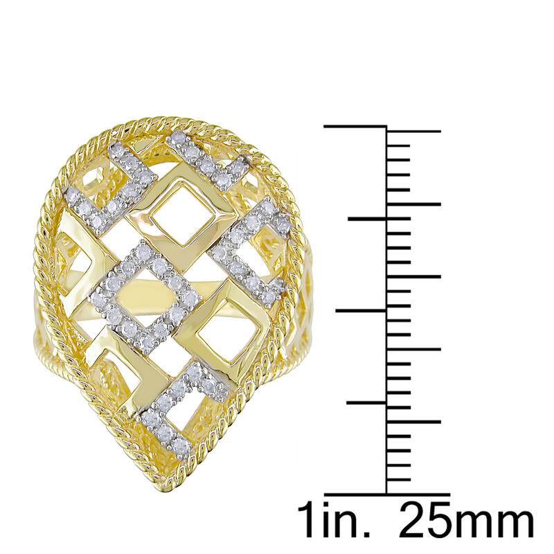 Miadora Yellow Plated Silver 1/4ct TDW Diamond Ring