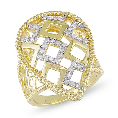 Miadora Yellow Plated Silver 1/4ct TDW Diamond Ring