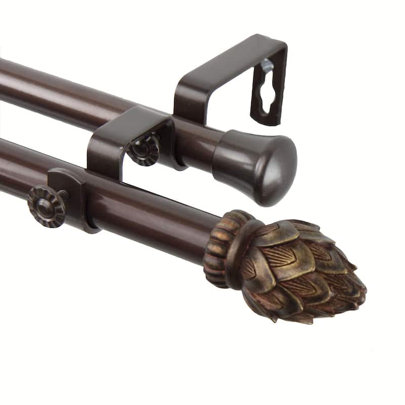 InStyleDesign Lotus Adjustable Antique Cocoa Double Curtain Rod - 28 to 48 inches