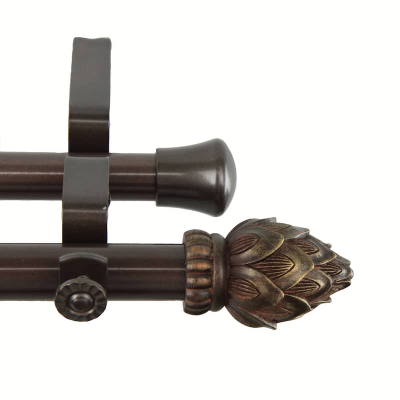 InStyleDesign Lotus Adjustable Antique Cocoa Double Curtain Rod