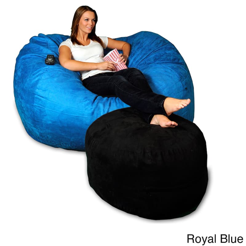 5-foot Memory Foam Micro Suede Beanbag Chair Lounger - Royal Blue Micro Suede