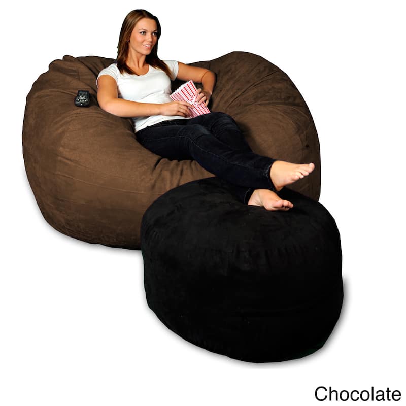 5-foot Memory Foam Micro Suede Beanbag Chair Lounger - Chocolate Micro Suede