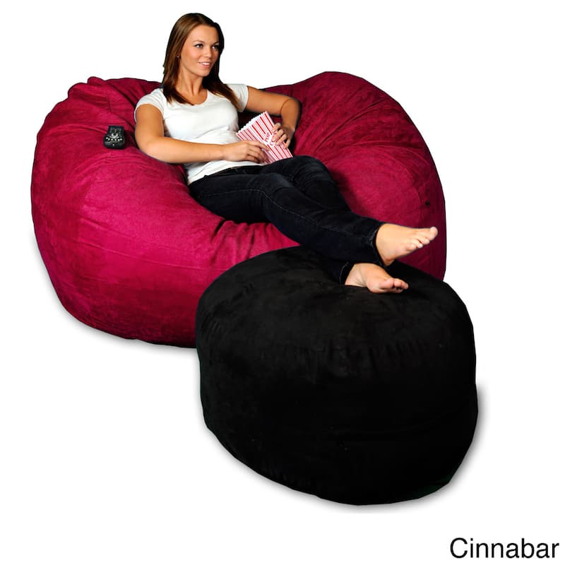 5-foot Memory Foam Micro Suede Beanbag Chair Lounger - Cinnabar Micro Suede