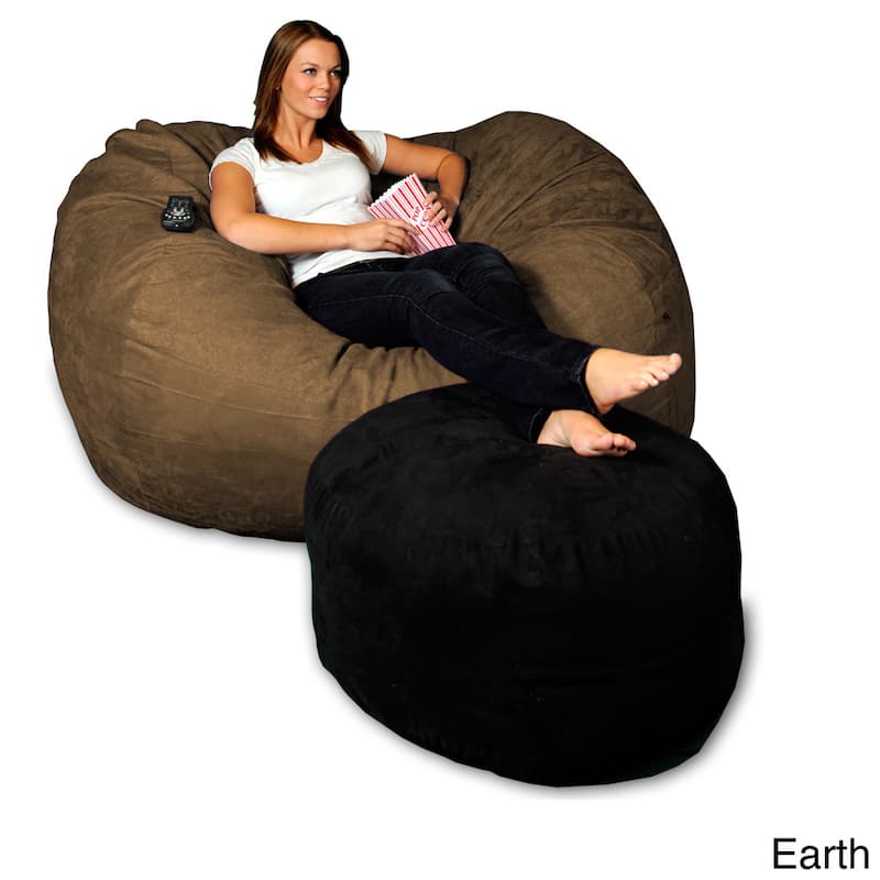 5-foot Memory Foam Micro Suede Beanbag Chair Lounger - Earth Micro Suede