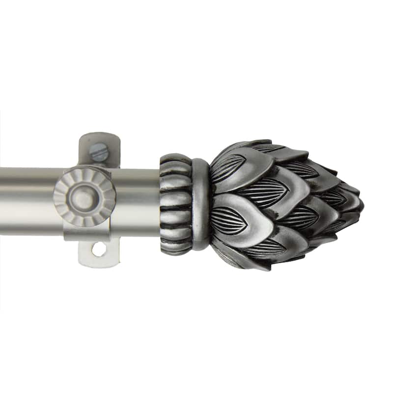 InStyleDesign Lotus Adjustable Satin Nickel Curtain Rod Set with Finial
