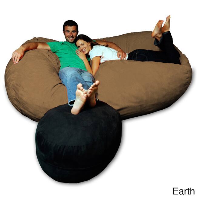 7.5-foot Soft Memory Foam Micro Suede Beanbag Chair Lounger