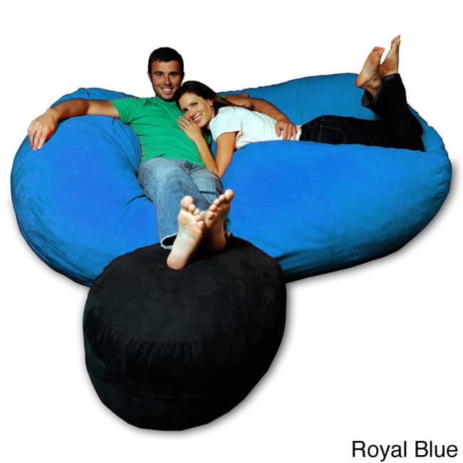 7.5-foot Soft Memory Foam Micro Suede Beanbag Chair Lounger - Royal Blue Micro Suede