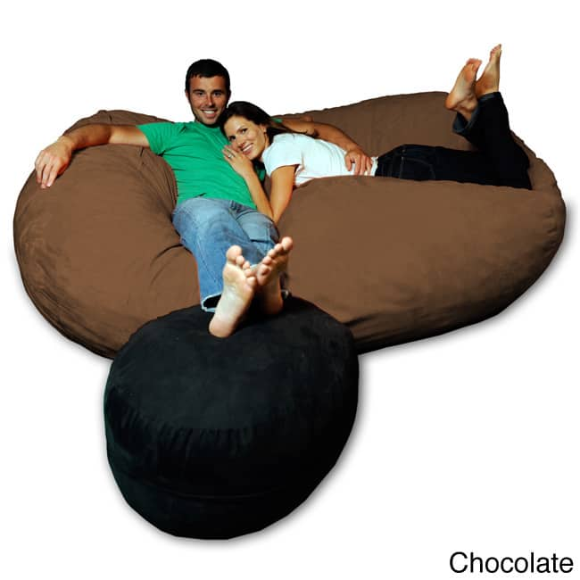 7.5-foot Soft Memory Foam Micro Suede Beanbag Chair Lounger - Chocolate Micro Suede