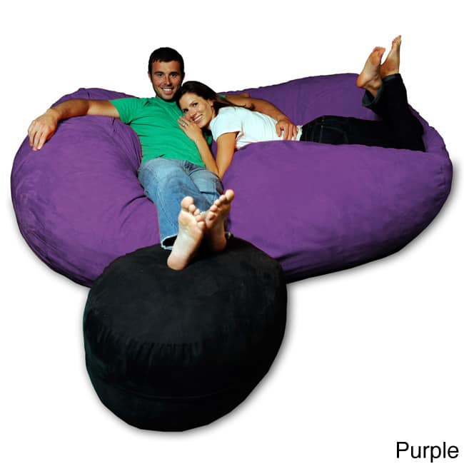 7.5-foot Soft Memory Foam Micro Suede Beanbag Chair Lounger - Purple Micro Suede