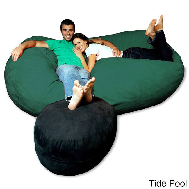 7.5-foot Soft Memory Foam Micro Suede Beanbag Chair Lounger