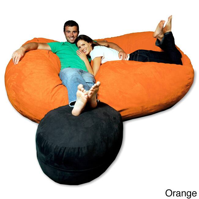7.5-foot Soft Memory Foam Micro Suede Beanbag Chair Lounger