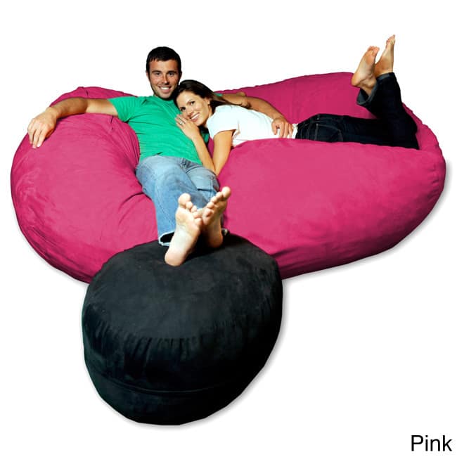 7.5-foot Soft Memory Foam Micro Suede Beanbag Chair Lounger - Pink Micro Suede