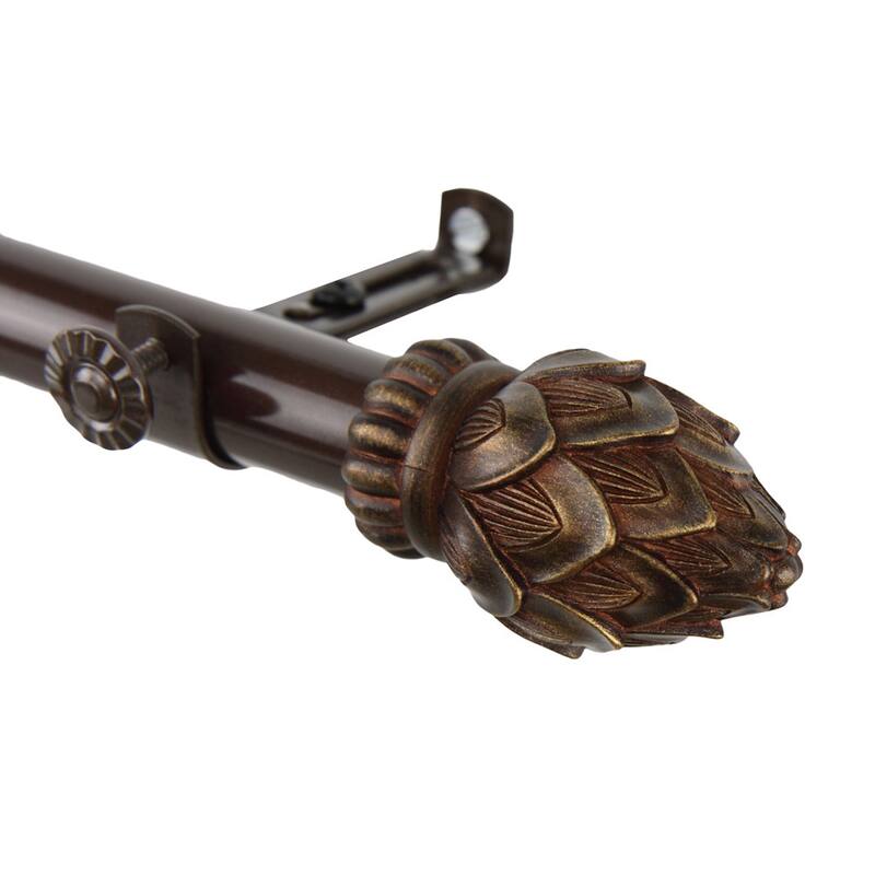 InStyleDesign Lotus Adjustable Antiqued Cocoa Curtain Rod with Finial