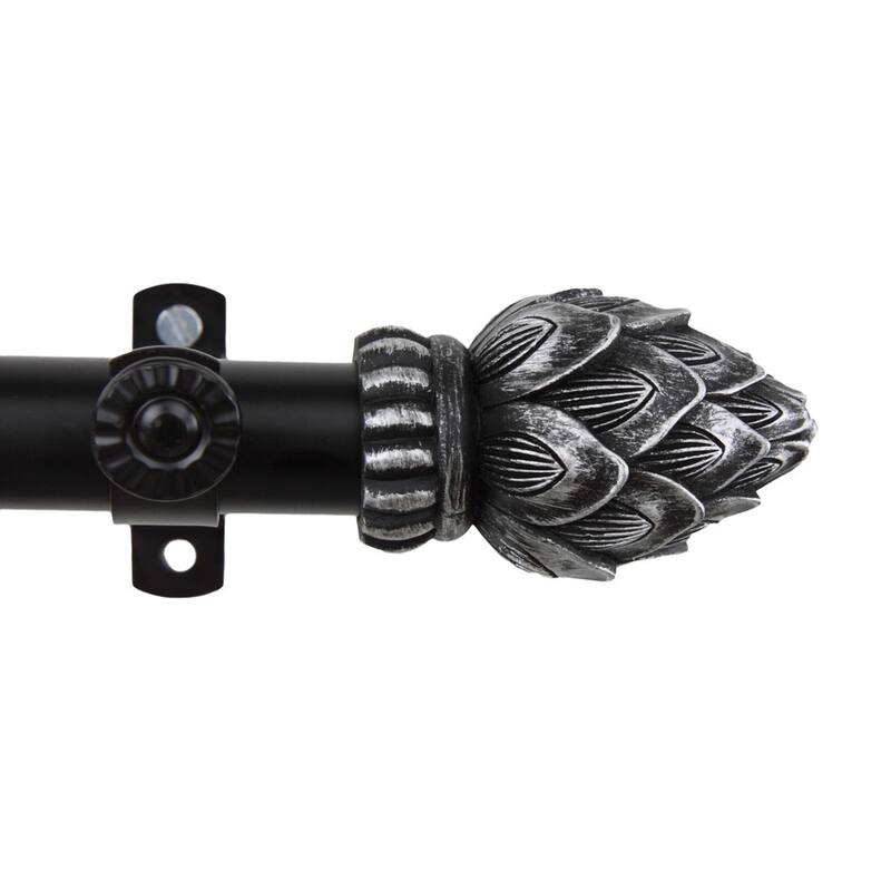 InStyleDesign Lotus Adjustable Black Patina Curtain Rod with Finial
