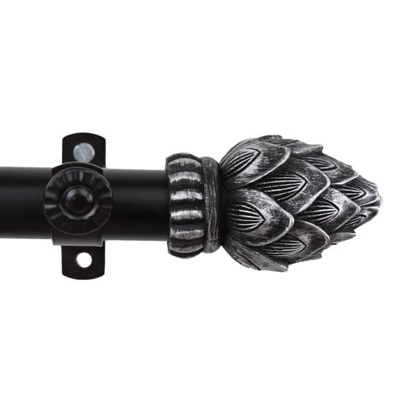 Instyledesign Lotus Adjustable Black Patina Curtain Rod With Finial