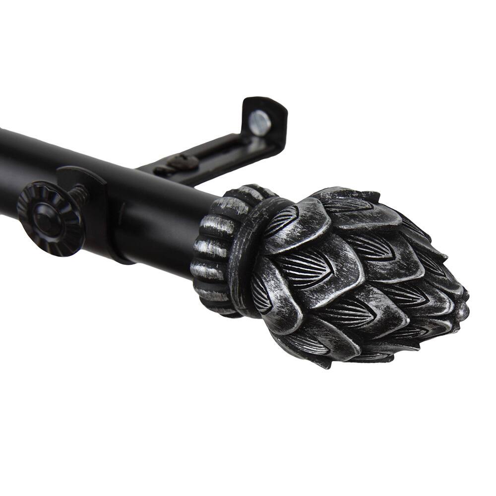 InStyleDesign Lotus Adjustable Black Patina Curtain Rod with Finial