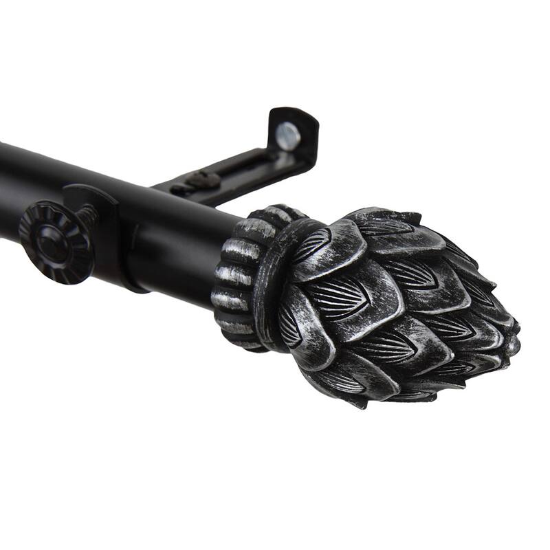 InStyleDesign Lotus Adjustable Black Patina Curtain Rod with Finial