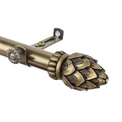 InStyleDesign Lotus Adjustable Antique Brass Curtain Rod with Finial