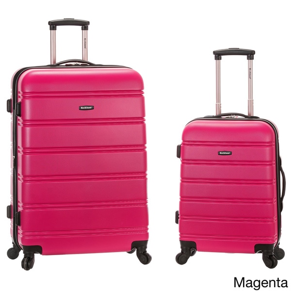 rockland melbourne 2pc abs spinner luggage set