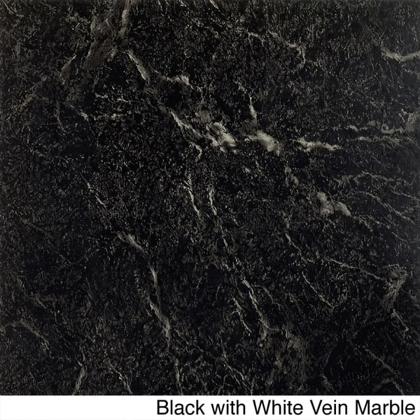 Achim Nexus 20-Piece Marble Look 12x12 Self Adhesive Vinyl Floor Tile (20 Square Feet) - Black