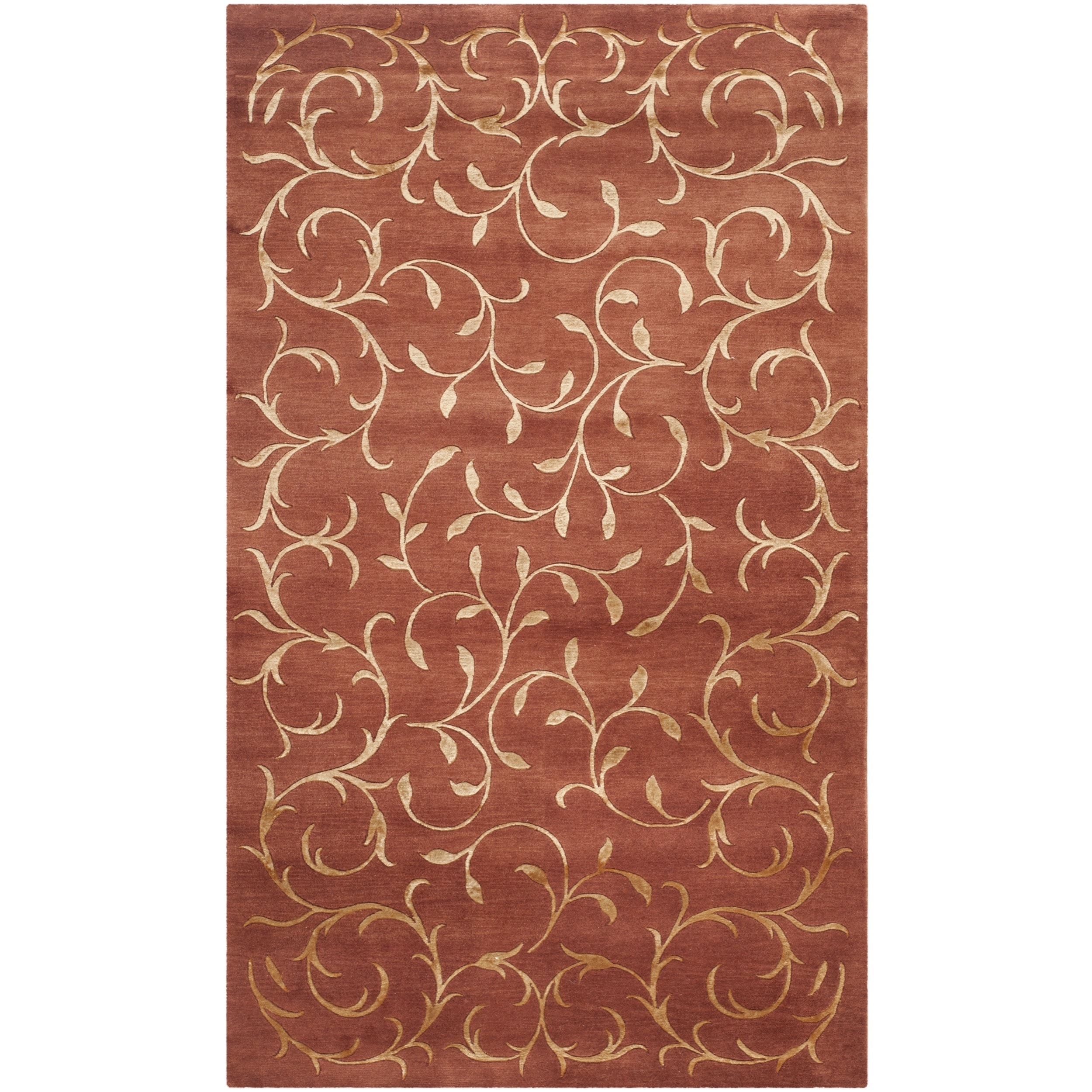 Safavieh Hand knotted Tibetan Rust/ Gold Wool/ Silk Rug (3 X 5)