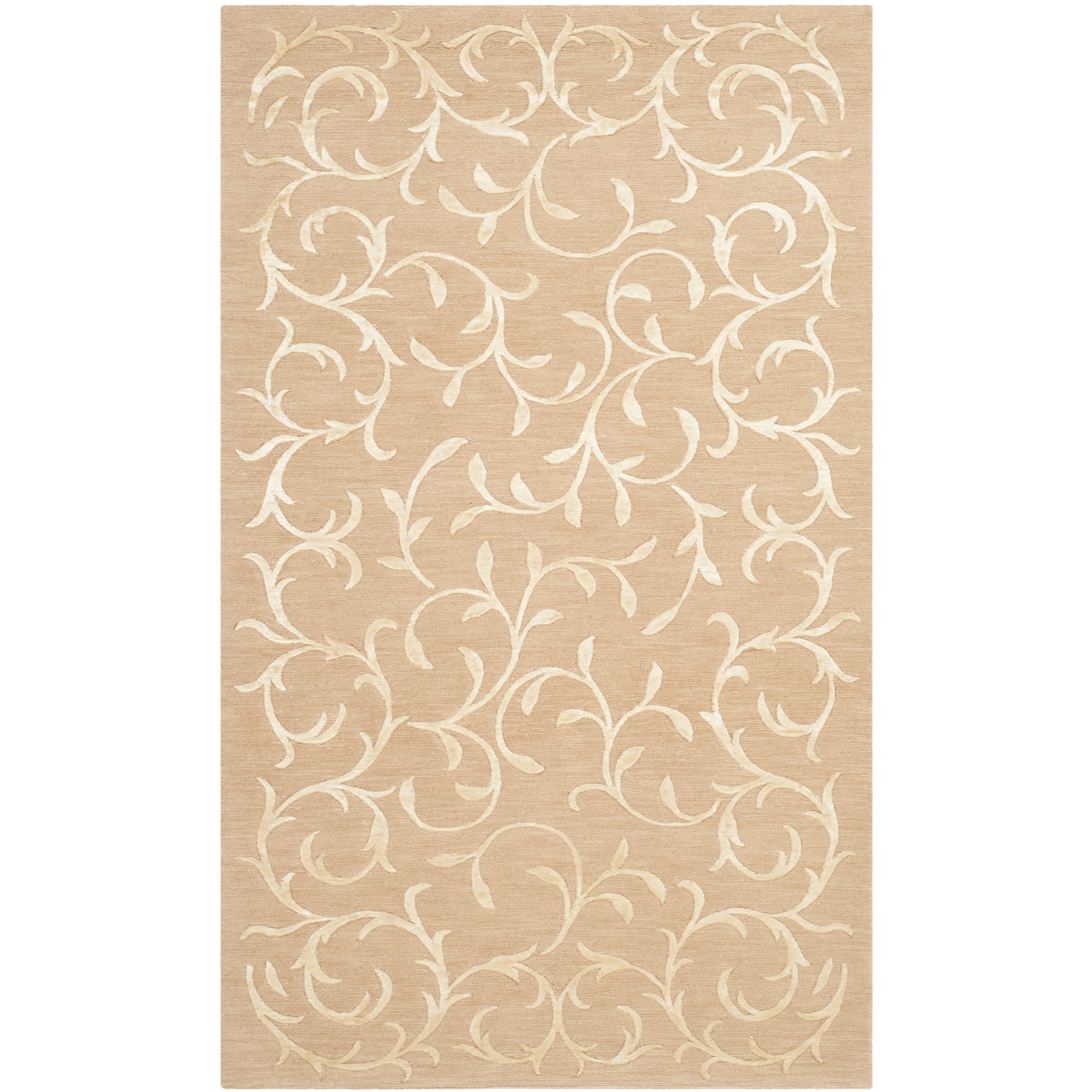 Contemporary Safavieh Hand knotted Tibetan Beige Wool/ Silk Rug (3 X 5)